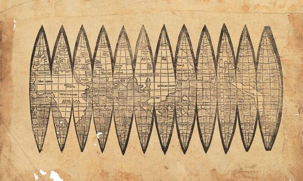 Mapa de Waldeemüller - globo terráqueo de madera.