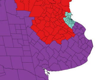 ¿Cómo sería Argentina si se dividiera el mapa en tres regiones con la misma población?